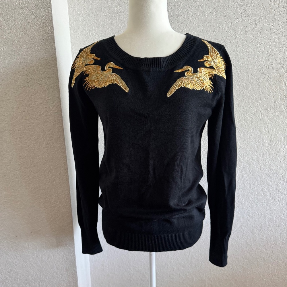 Altuzarra For Target Gold Black Crane Heron Sweater Size XS B
